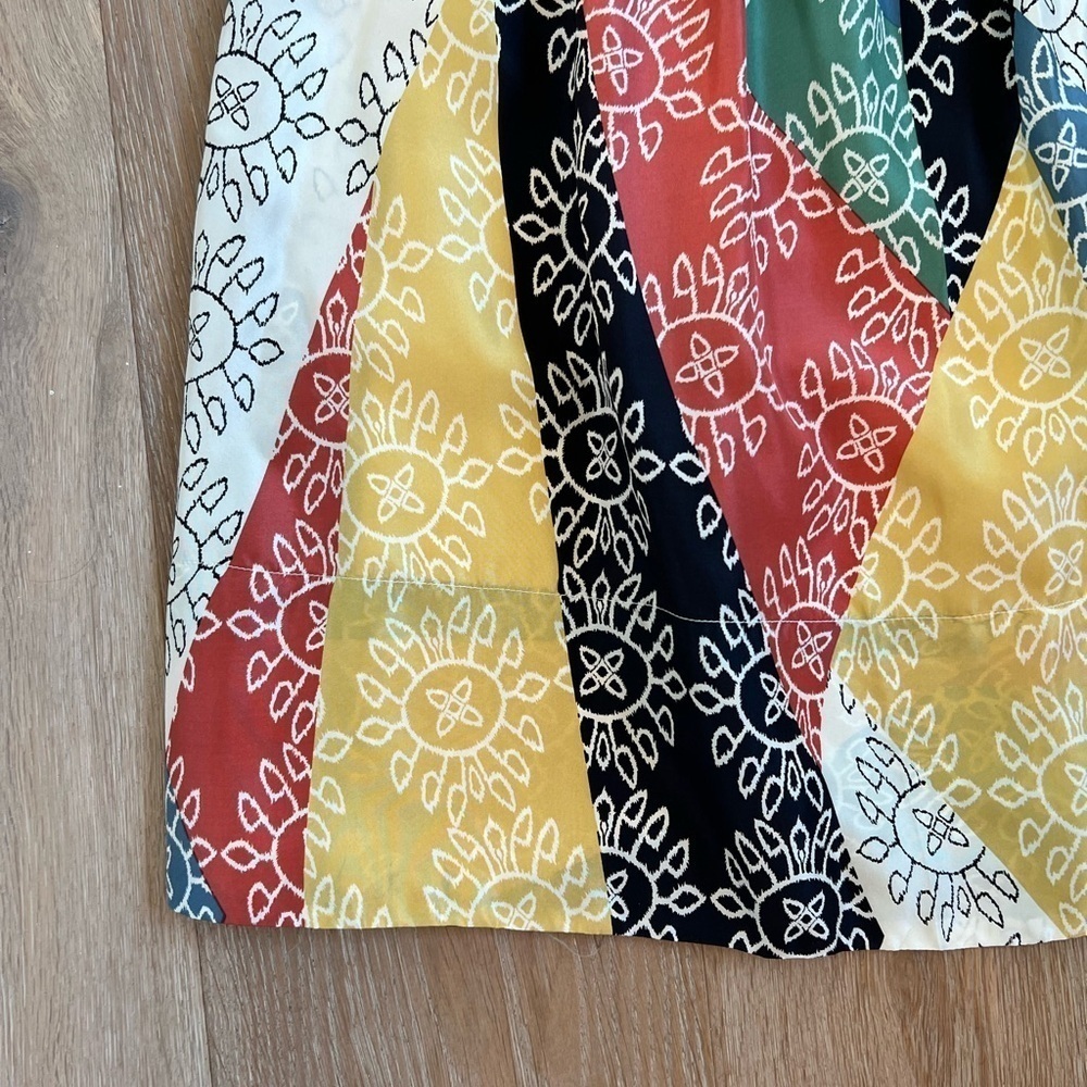 BCBG MAXAZRIA Spaghetti Strap Quilt Patchwork Mini Baby-doll Dress Bow Chest - Picture 5 of 16